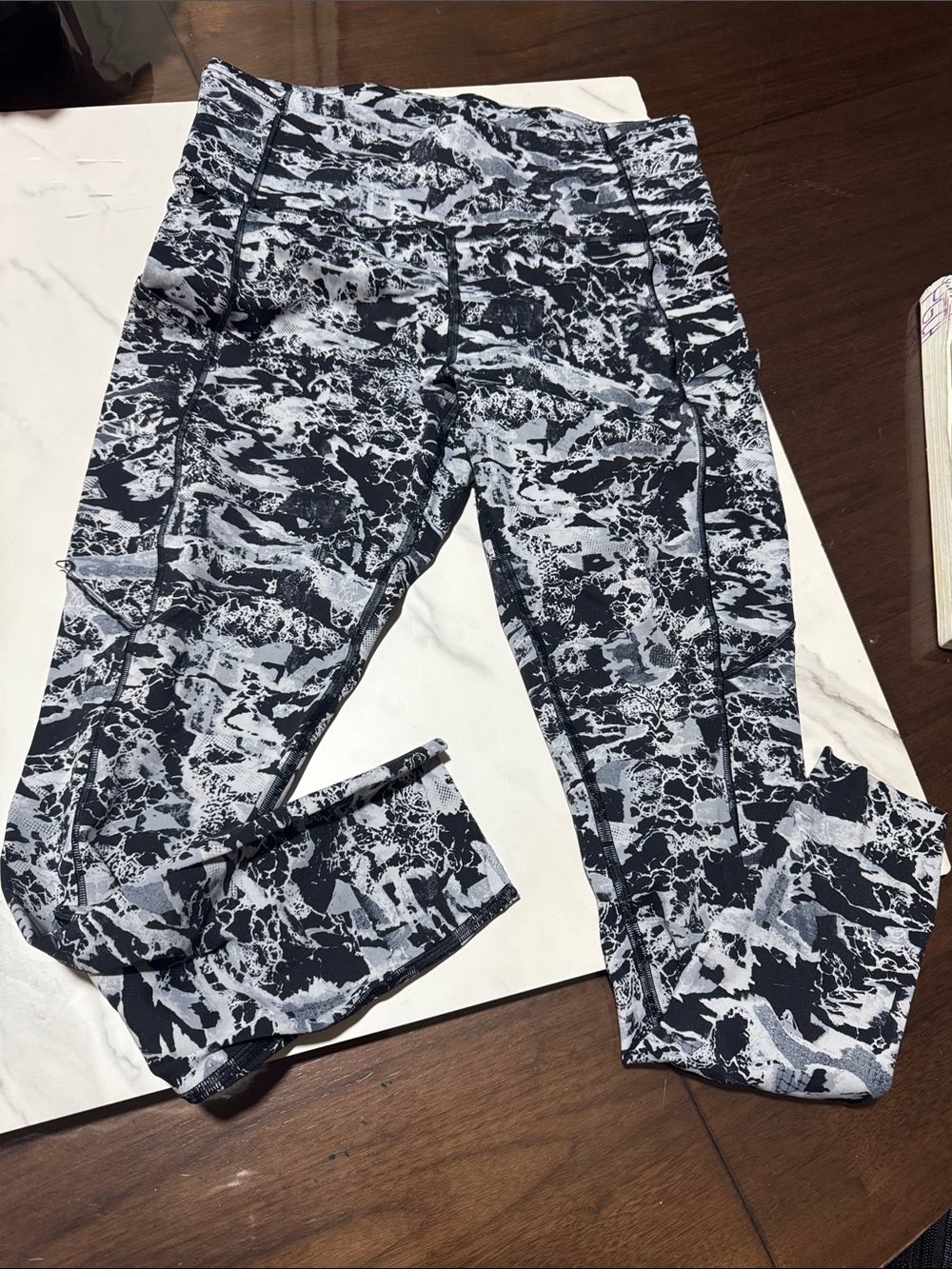 lululemon athletica Black & White Marble Print Leggings